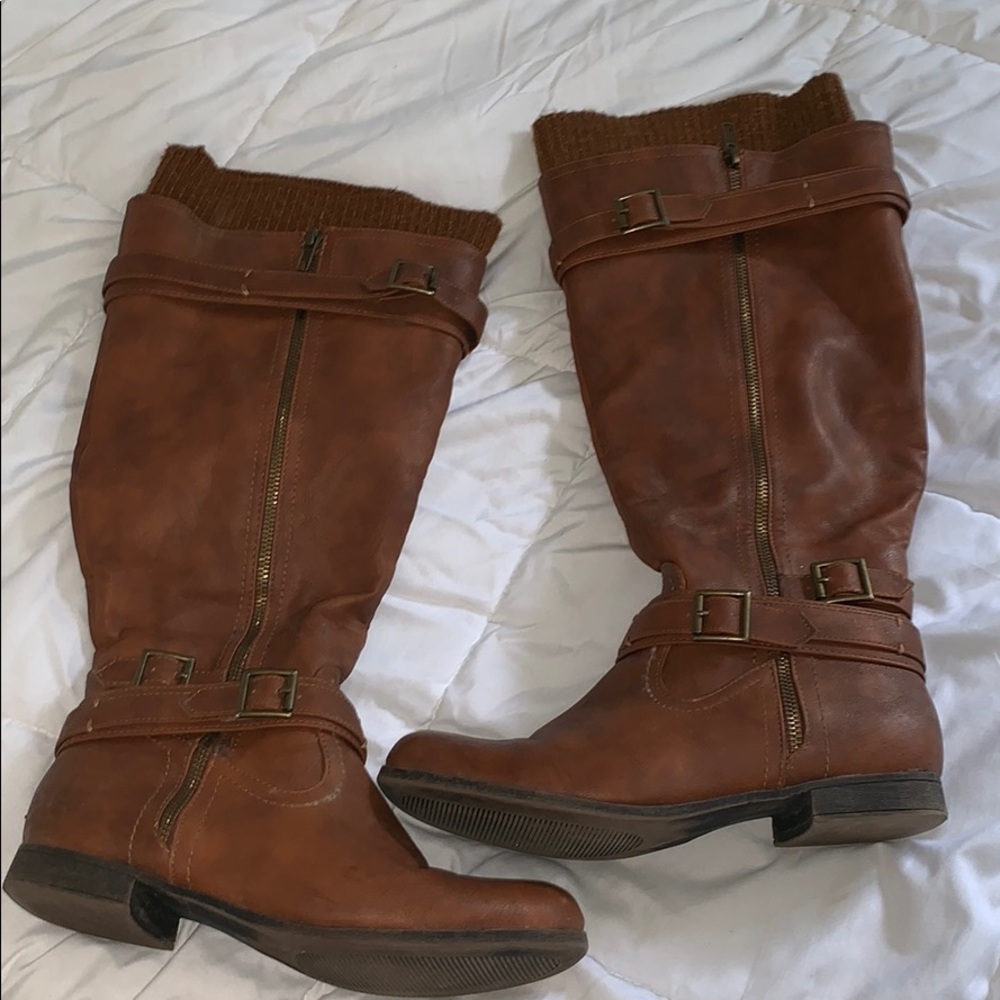 Faux leather riding boots